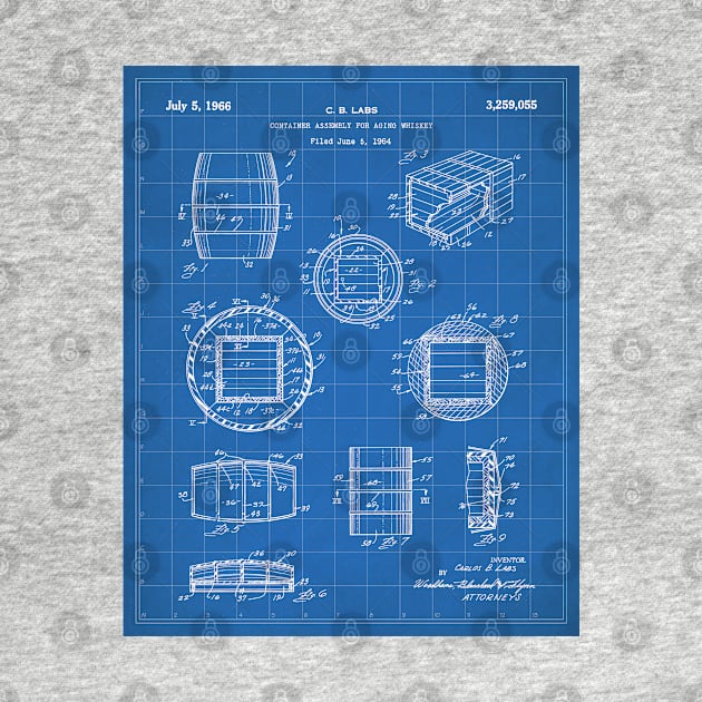 Whisky Barrel Patent - Whisky Art - Blueprint by patentpress